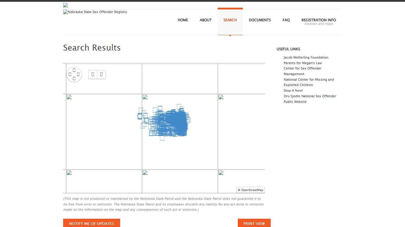 Nebraska Sex Offender Registry: Search Results